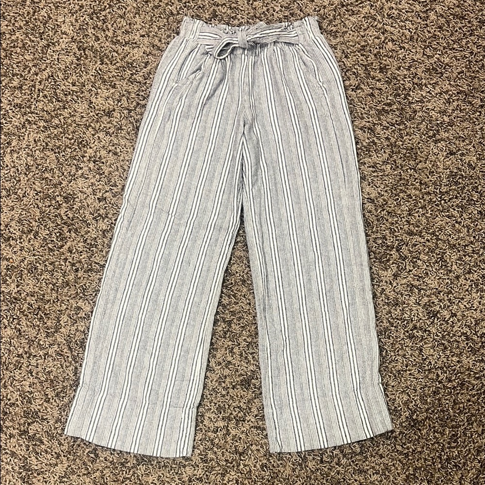 Womens Striped Wide-Leg Dress Pants - Small